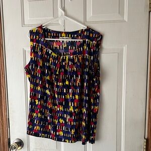Jones Studio Colorful Geometric Sleeveless Blouse